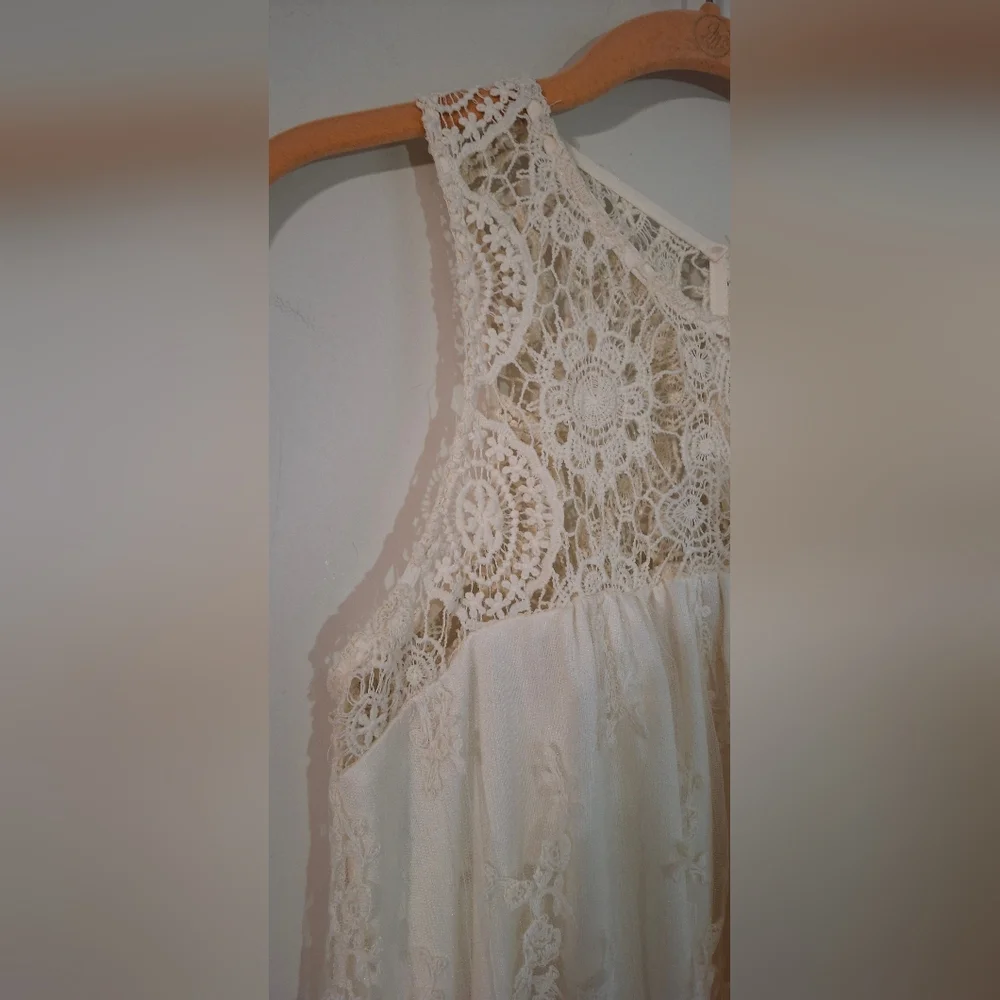 Blue Pepper Womens Minidress S Elegant Cream Lace BOHEMBELL Boho Beachy Neutral‎
